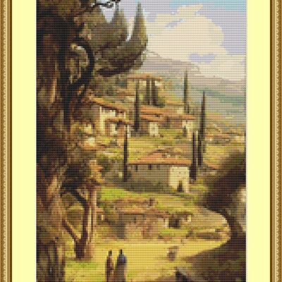 Italian countryside cross stitch pattern - Thumbnail 3