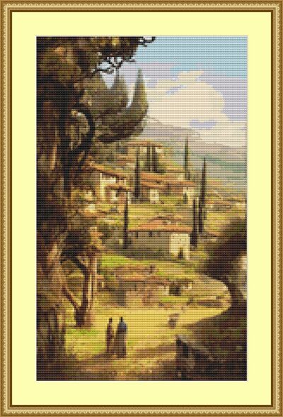 Italian Countryside Cross Stitch Pattern