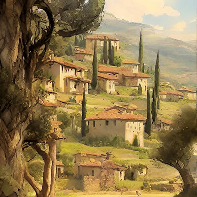 Italian countryside cross stitch pattern