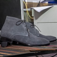 Handmade Men's Gray Lace up Suede Chukka Boot - Thumbnail 1