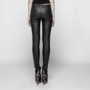  BLACK-BRIGHT PUNK PRESSURE ADHESIVE FAUX LEATHER WOVEN TROUSERS-3