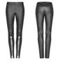  BLACK-BRIGHT PUNK PRESSURE ADHESIVE FAUX LEATHER WOVEN TROUSERS-2