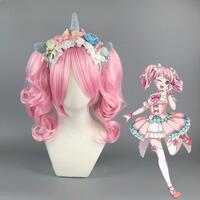 Aya Maruyama light pink body + double horse short curly hair cosplay wig - Thumbnail 1
