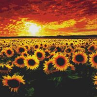 Sunflower Sunset Cross Stitch Pattern - Thumbnail 1