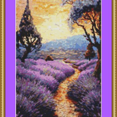 Lavender mosaic cross stitch pattern - Thumbnail 4