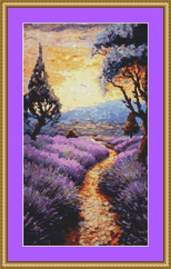 Lavender Mosaic Cross Stitch Pattern