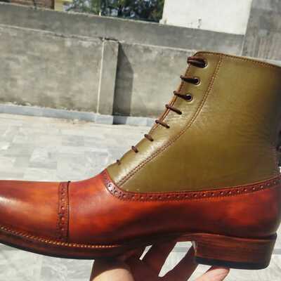  handmade unique leather high ankle boots