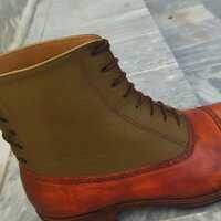  Handmade Unique Leather High Ankle Boots - Thumbnail 1