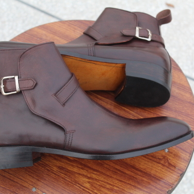 Crafted leather handmade dark brown leather jodhpur strap ankle boot - Thumbnail 3