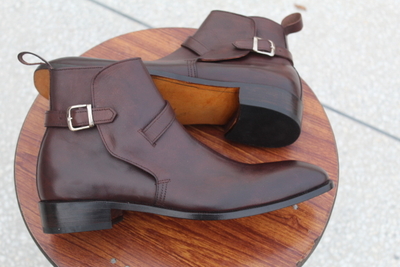 Crafted Leather Handmade Dark Brown Leather Jodhpur Strap Ankle Boot