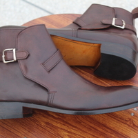 Crafted Leather Handmade Dark Brown Leather Jodhpur Strap Ankle Boot - Thumbnail 2