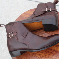 Crafted Leather Handmade Dark Brown Leather Jodhpur Strap Ankle Boot - Thumbnail 3