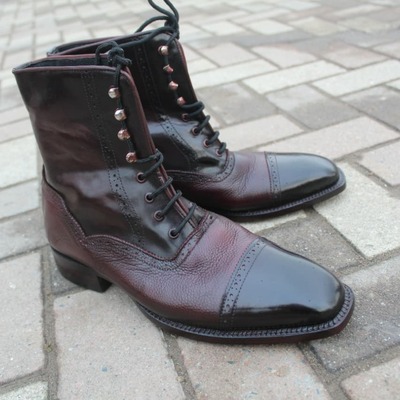  men genuine crafted  leather winter long boots