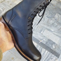 Men Genuine Crafted  Leather Winter Long Boots - Thumbnail 3