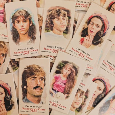 Sleepaway camp five (5) piece custom horror movie vintage trading card set