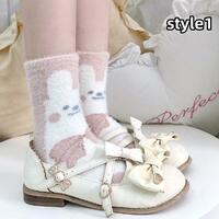 Cute Rabbit Cartoon Middle Pocel Plush Warm Stockings - Thumbnail 2