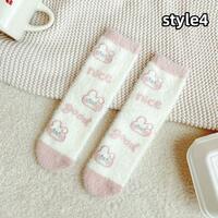 Cute Rabbit Cartoon Middle Pocel Plush Warm Stockings - Thumbnail 4