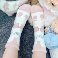 Cute Rabbit Cartoon Middle Pocel Plush Warm Stockings - Thumbnail 5