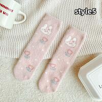 Cute Rabbit Cartoon Middle Pocel Plush Warm Stockings - Thumbnail 6