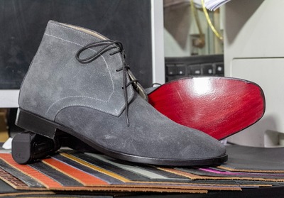 Handmade Leather Men's Gray Lace Up Chukka Classic Boot