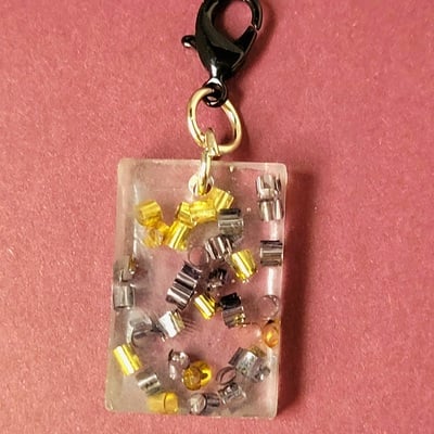 Gold and silver resin keychain