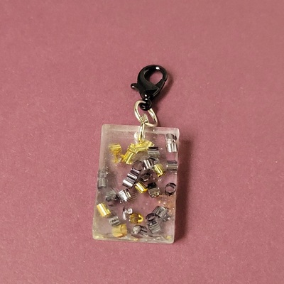 Gold and silver resin keychain