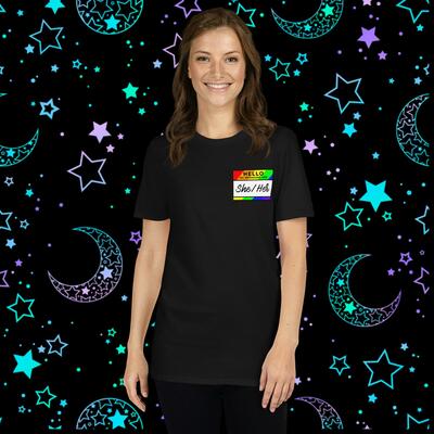 Rainbow she/her unisex t-shirt - Thumbnail 2