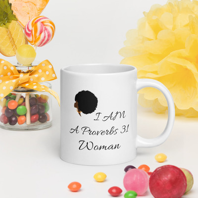 "i am a proverbs 31 woman" white glossy mug