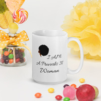 "I Am a Proverbs 31 Woman" White glossy mug - Thumbnail 4