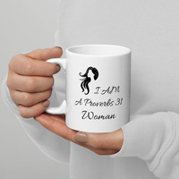 "I Am a Proverbs 31 Woman" White glossy mug - Silhouette Design - Thumbnail 1