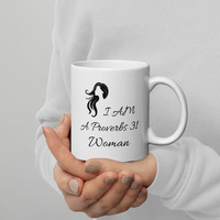 "I Am a Proverbs 31 Woman" White glossy mug - Silhouette Design - Thumbnail 2