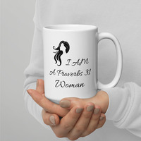 "I Am a Proverbs 31 Woman" White glossy mug - Silhouette Design - Thumbnail 4