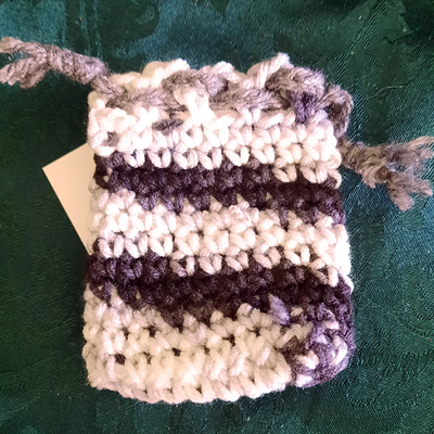 Pouch -  black & white varigated with gray tie