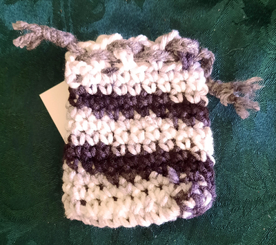 Pouch -  Black & White Varigated with Gray Tie