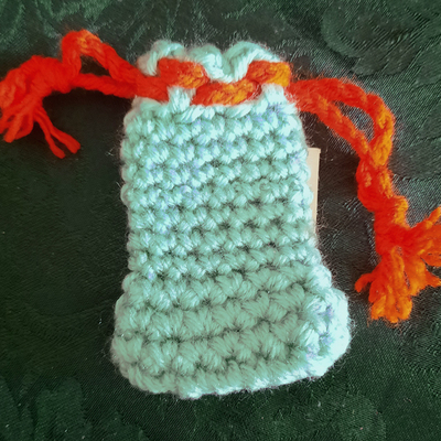 Pouch -  aqua with orange tie