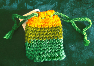 Pouch -  Green, Olive & Yellow with Green Tie