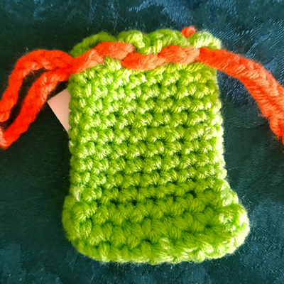 Pouch -  grass green with orange tie