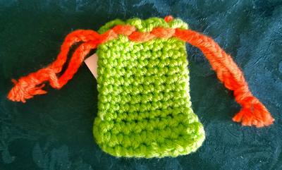 Pouch -  Grass Green with Orange Tie