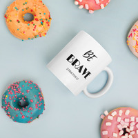 "BE BRAVE" White glossy Christian mug - Thumbnail 3
