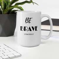 "BE BRAVE" White glossy Christian mug - Thumbnail 7