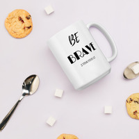"BE BRAVE" White glossy Christian mug - Thumbnail 8