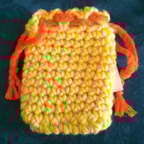 Pouch - Yellow & Peach with Orange Tie