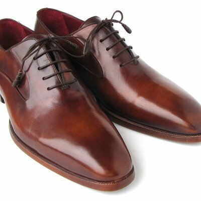 New handmade men's plain toe brown calfskin oxfords shoes