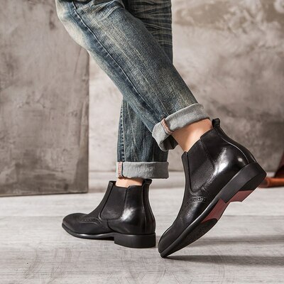 New Handmade Men's Casual Vintage Black Leather Ankle Dress Chelsea Boots