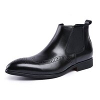 New Handmade Men's Casual Vintage Black Leather Ankle Dress Chelsea Boots - Thumbnail 2