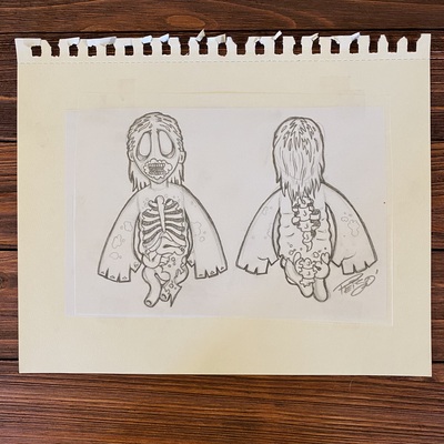 Original concept sketch - “half walker” walking dead mystery mini