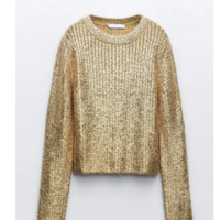 Metallic Ribbed Sweaters Womens - Thumbnail 2