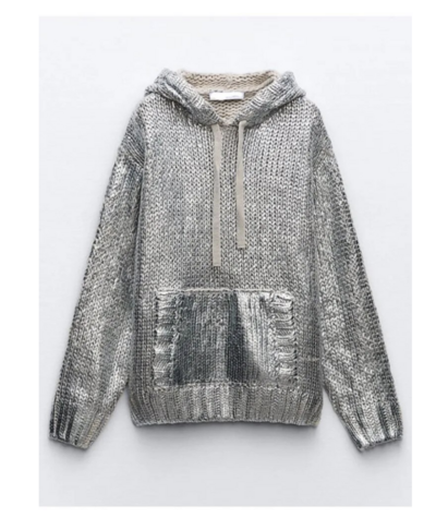 Metallic Ribbed Sweaters Womens
