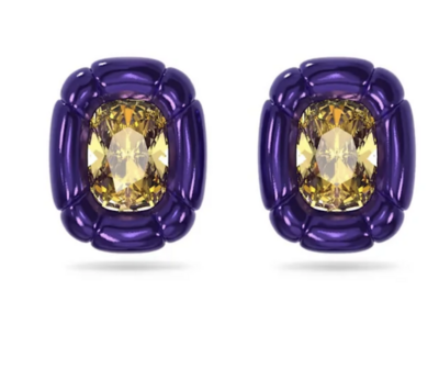Purple Chunky Yellow CZ Earrings