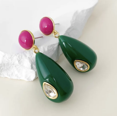 Candy Color Water Drop Zircon Dangle Drop Earrings